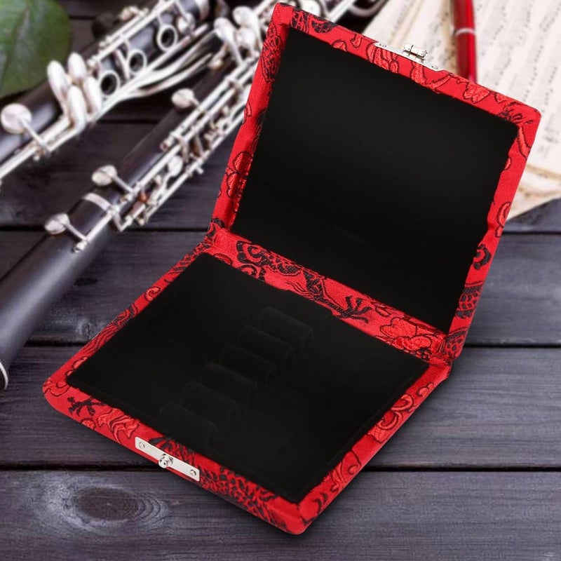 Kodrily 1Pcs Oboe Case, Bassoon Case, Wooden Silk Cloth Cover Case Holder, 3.54 x 3.15 x 0.78 Inch Layers Case Storage Box for 6pcs Oboe Protect Container Oboe Accessories (Red) - Image 2